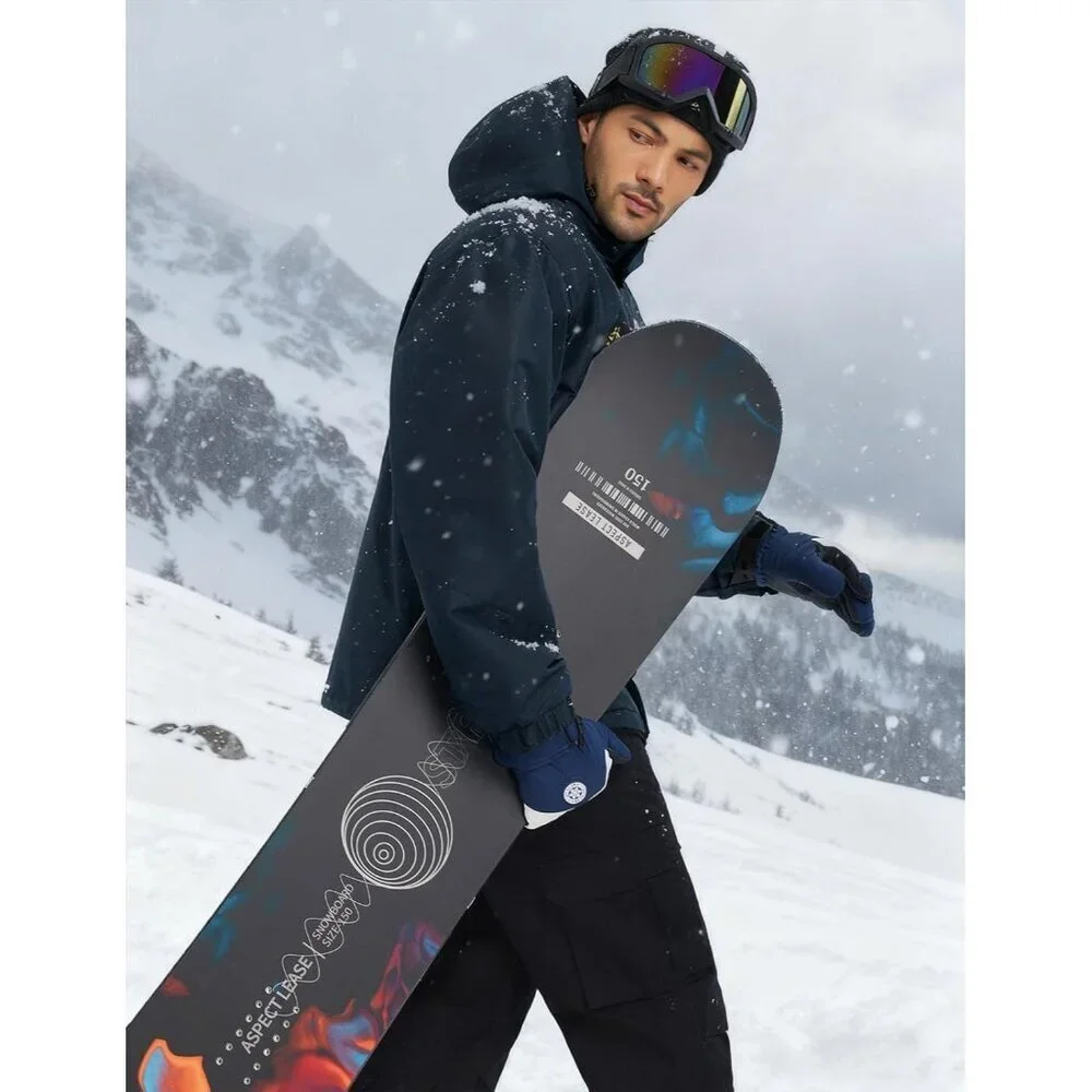 Men's Navy Blue Waterproof Winter Warm Snow Coat Fleece Lined Hiking Ski Jacket